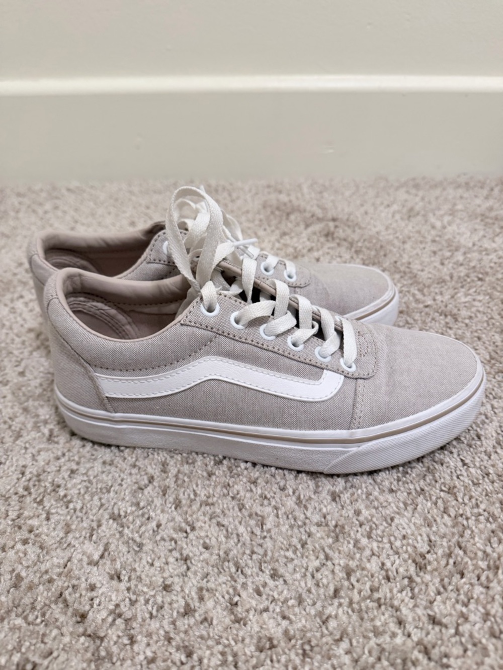 Vans Low-Top Canvas Sneakers in Beige and White